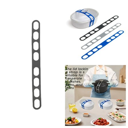Silikone låg strop - Sikker og justerbar grydelåg holder Black
