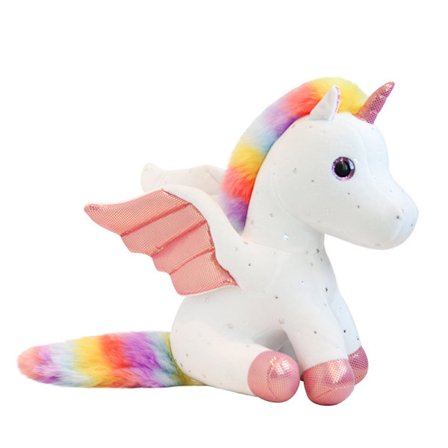 Unicorn Mjukdjur - Söt Plyschleksak Present till Flickor 3-8 År, Mjuk Födelsedagspresent till Baby, Småbarn, Barn 28cm(vit)_tfrf