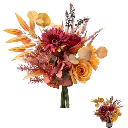 Efterårsdekoration, falske blomster, Kunstig blomsterbuket, Efterårsdekoration til indendørs brug, Kunstige buketter til indendørs brug, 