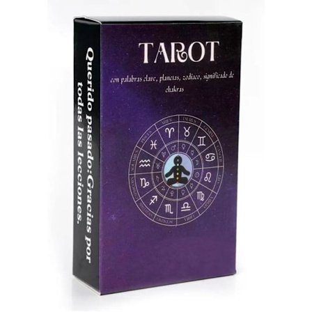 Tarotkort på spansk for nybegynnere. Tarotspill med nøkkelord, planeter, stjernetegn, chakra-betydninger. Ingen bok nødvendig. Nybegynner Tarot Oracle