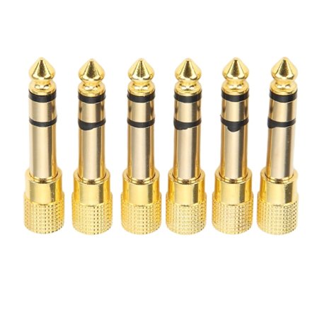 6 stk. 3,5 mm til 6,35 mm Metall Mikrofon Konverter Stereo Audio Jack Adapter for Mikser