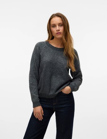 Vero Moda Vmdoffyshine Ls O-Neck Blouse Rep Noos - Grey - XS