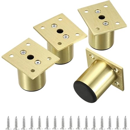 4 st 5 cm Möbelben i Aluminiumlegering för Stolar, Bord, Skåp, Skrivbord, Soffben med Skruvar, Enkel Montering, Rund Guld