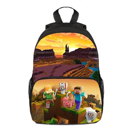 Minecraft Ryggsekk for Barn Skolesekk Ryggsekk Karakterveske A A—yux