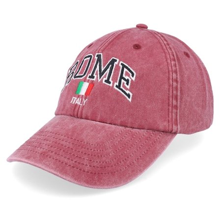 Iconic - Rosso unconstructed Cappellino - Rome Italy Washed Red Dad Cap @ Hatstore