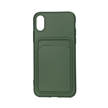 Iphone Xr Silikonskal Med Korthållare - Militärgrön Blå