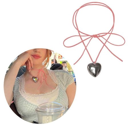 Halsband med hjärthänge Stort hjärthänge Chokers Justerbart långt kedjehalsband