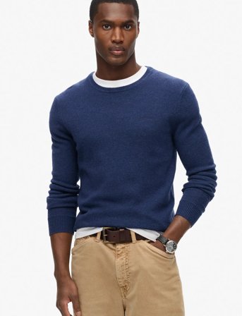 Superdry Essential Slim Fit Crew Jumper - Navy - XXL