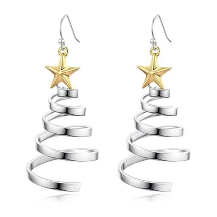 Handgjorda Julgrans Örhängen - Guld och Silver - Julklapp till Kvinnor, Thanksgiving-tema Örhängen - Julbordsgåva