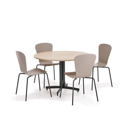 Furniture set SANNA + MILLA, 1 table and 4 chairs, black/clay grey