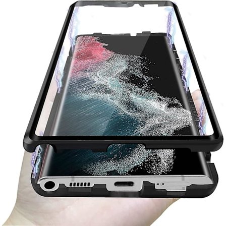 Case för Samsung S22 Ultra, dubbelsidigt phone case i härdat glas med skärmskydd