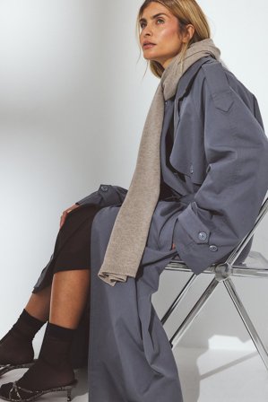 Premium Selection - Wool Knitted Scarf - Sjal & skjerf - Beige - One Size