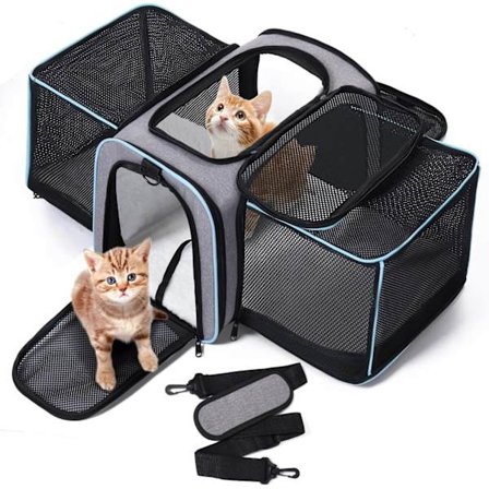 Expanderbar Katt-/Hundbur, Vikbar Kattbur - 47x29x29cm Husdjursväska upp till 5,5 kg A