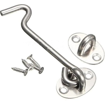 Rostfritt stål hyttkrok och öglelås för skjul, grind - Tyst lås - Tillbehör (100mm4pcs)