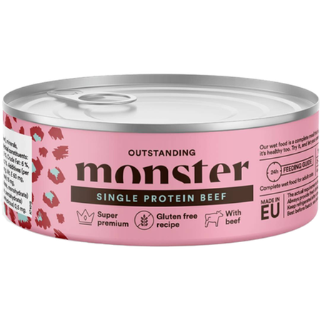 Monster Pet Food - Cat Adult Single Beef på boks 100 g x 12 - Katt - Kattefôr & kattemat - Våtfôr og våtmat - ZOO.no