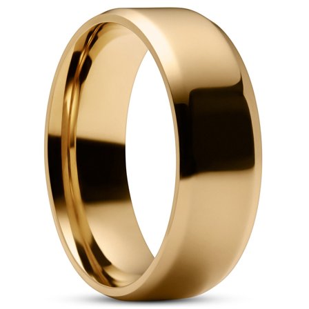 Gold-Tone Mirror Steel Ring for Men - Steel rings