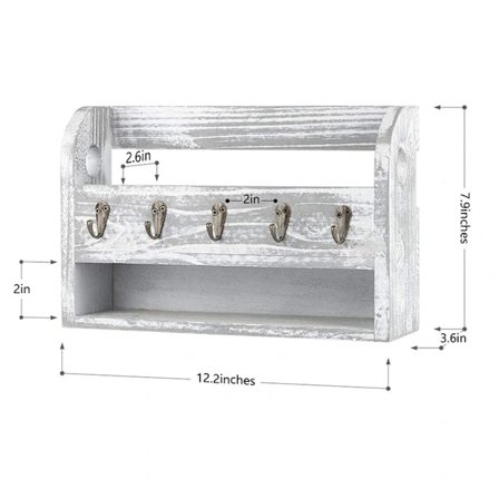 /EA/Vægmonteret brevholder i træ, rustik nøgleholder til væg, Maga