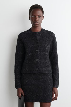 COS Glitzernde Bouclé-Strickjacke in Schwarz - Frauen