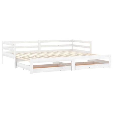 Vidaxl Dagbädd Utdragbar 2x(90x200) Cm Vit Massiv Furu Vit