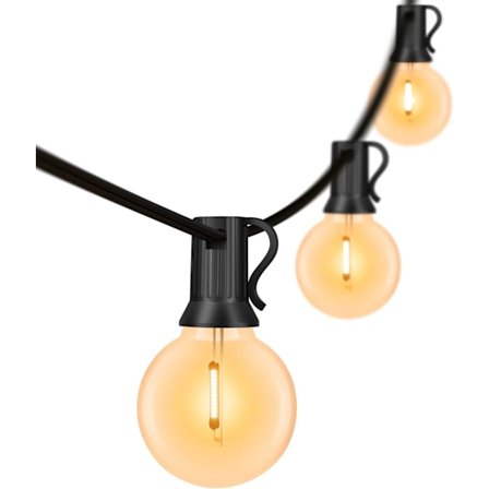 Utendørsbelysning, 15M/50FT LED-lysslynger 25 lyspærer + 1 reserve, 0,2W, vanntette innendørs- og utendørslysslynger for hage, fest, jul