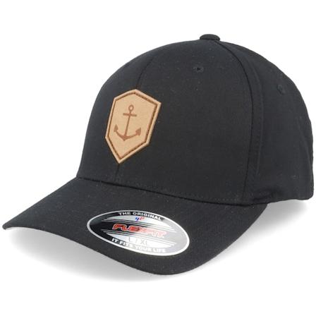 Iconic - Svart flexfit Keps - Anchor Emblem Patch Black Flexfit @ Hatstore