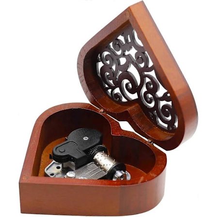 Hjerteformet Vintage Træskåret Mekanisk Spilledåse Optræksmusikboks Gaver, You Are My Sunshine