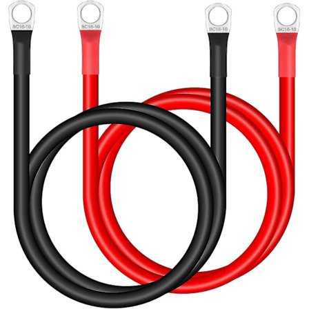 Auton akun kaapeli, 2 kpl 16 mm 5awg akun kaapeli punainen ja musta invertterikaapeli, akun kaapelit 12v raskaaseen käyttöön autoon, kuorma-autoon, 