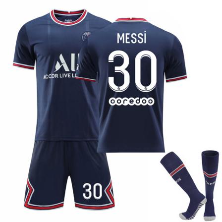 Fodboldsæt Fodboldtrøje Trænings-T-shirt nr. 30 Messi Blue kids 24(130-140cm)