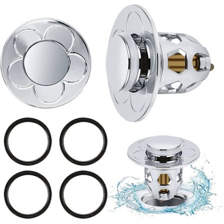 2 stk. Universal Pop Up Vaskebak Afløb 34-40mm, Pop-Up Vaskebak Afløb med Anti-Tilstopningsfilter, Anti-Blokeret Afløbsfilter, Badekarprop til 