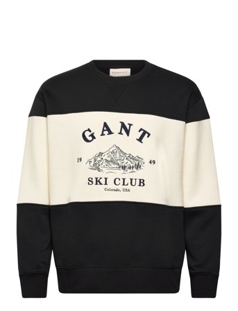 GANT Blocked Embroidered Sweat - Black - L