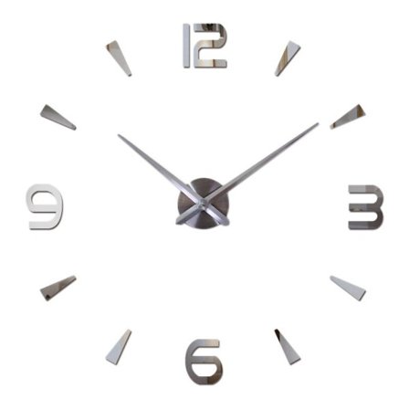 3D Stor Væg Ur DIY Ramme Stum Lydløs Tikkende Kvarts Ure med Tal Klistermærke til Værelse Dekoration, Sølv