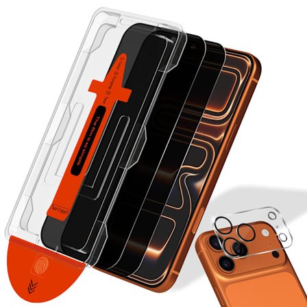 2-PACK iPhone 17 Pro Max Privacy Skærmbeskytter & 1-PACK linsebeskytter - Hærdet Glas | [Automatisk Installation] - Boblefri