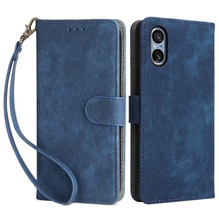 SKALO Sony Xperia 5 V Lompakkokotelo PU-nahkaa - Sininen