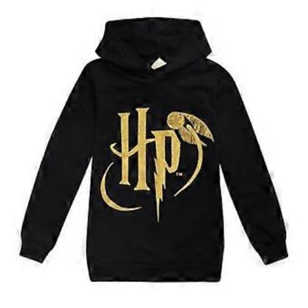 Hogwarts Harry Potter Trykt Børne Hoodie til Drenge og Piger Casual Langærmet Hættetrøje Trøje Jumper Tops (9-10 År Sort)