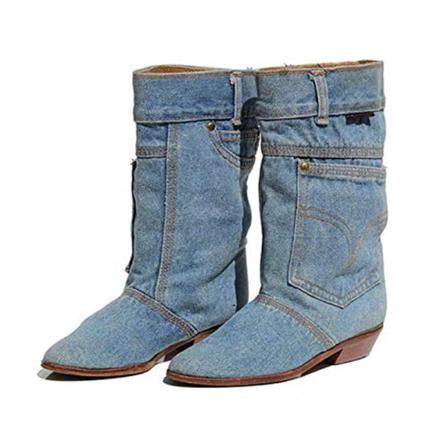 Damstövlar Mellanhöga lågklackade jeansstövlar Casual jeansstövlar Korta jeansstövlar för kvinnor höst och vinter jeansstövlar 35