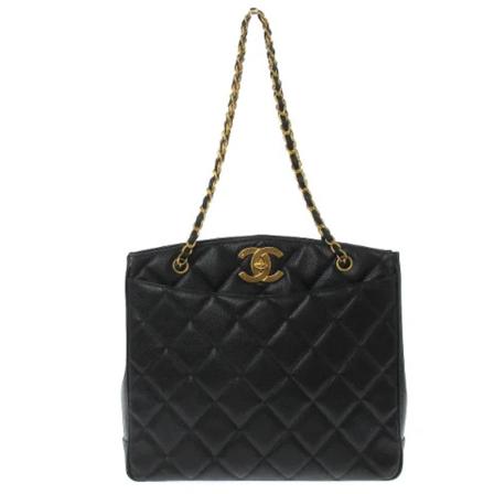 Chanel Vintage Pre-owned Tote Bags Sort, Dame Vintage Tasker, Størrelse: ONE Size
