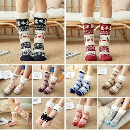 Julstrumpor för dam Varma thermal fodrade med halkfri stickad fleece, modell: Five One Size - modell: Five one size,