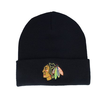 American Needle - NHL Zwart cuff Beanie - Chicago Blackhawks Terrain Knit Solid Black Cuff @ Hatstore