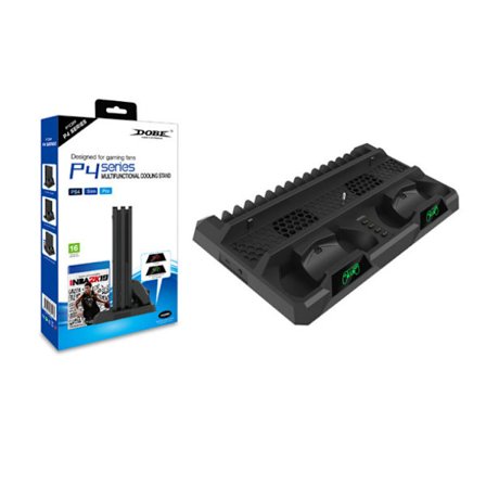 PS4/PS4 Pro/PS4 Slim Konsol Vertikalt Stativ 2 Kontroller Laddningsdocka 2 Kylfläktar 10 Spellagring för Sony Playstation 4