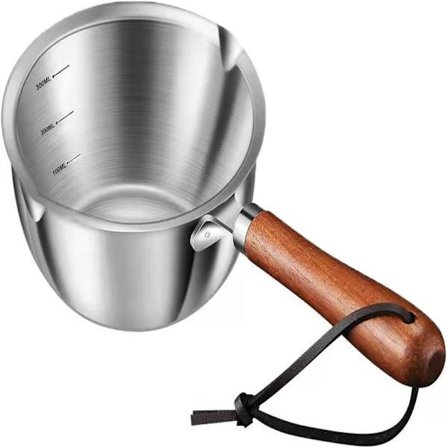 Smørvarmer, mælkevarmer i rustfrit stål, mini smeltegryde med dobbelte hældetude, til madlavning på komfur (300 ml)