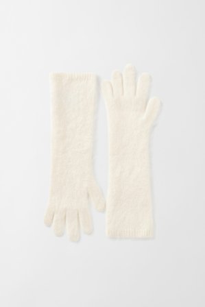 Soft Goat - Brushed Gloves - Cashmere gloves - One Size - Feather White
