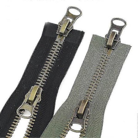 2 stk. 70 cm #8 Metal Lynlåse Dobbelt Skyder Adskillelig Sort Metal Lynlås A-Lynlås Skyder Lynlås til Jakker