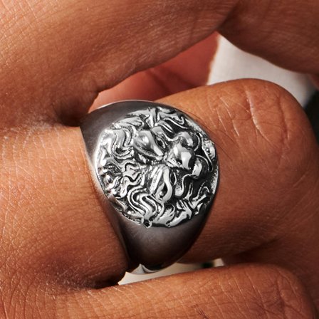 Chevalière argentée Le Lion pour hommes - Chevalières - pour Hommes - Moody Mason