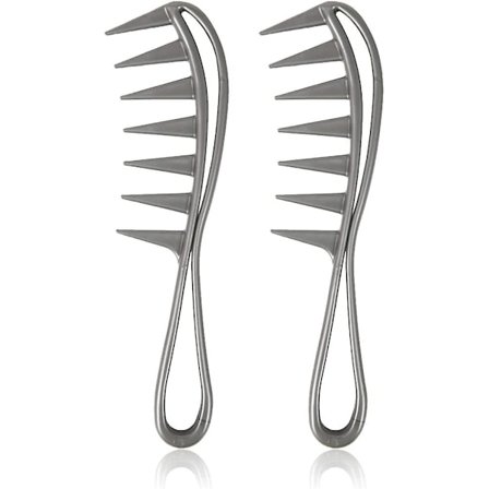 2 stk. Haikam med brede tenner, krøllete hårkam, antistatisk frisørkam, salongkam