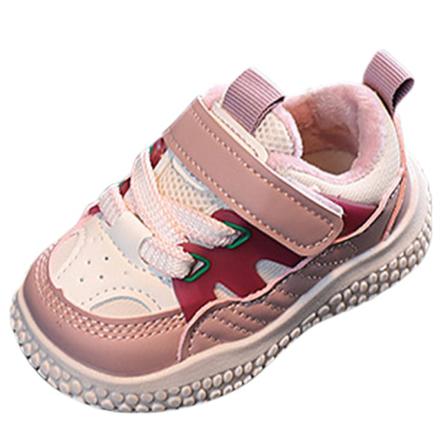 Tjej Low Top Magic Tape Vinter Varm Foder Flats Mode Sneaker