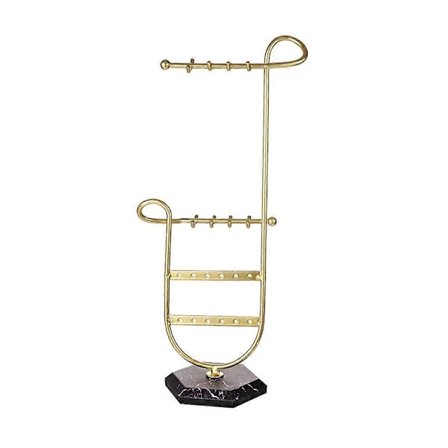 Örhänge Halsband Display Rack Multi-Level Bordsställ Smyckesorganisatör (Guld)