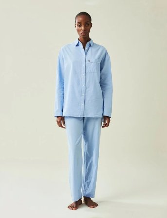 Lexington Home Icons Jennifer Organic Cotton Light Oxford Pajama - Blue - M