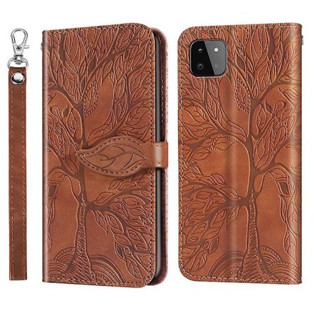 Lompakkokotelo yhteensopiva Samsung Galaxy A22 5G/A22S 5G/F42 5G Premium PU-nahkainen läppäkotelo Elämänpuu