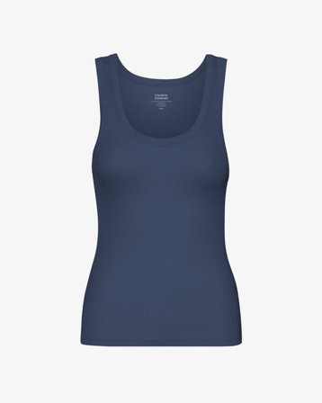 Women Organic Rib Tank Top - Petrol Blue