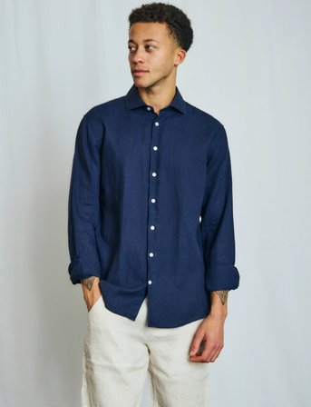 Bruun & Stengade Bs Antonelli Casual Modern Fit Shirt - Navy - L
